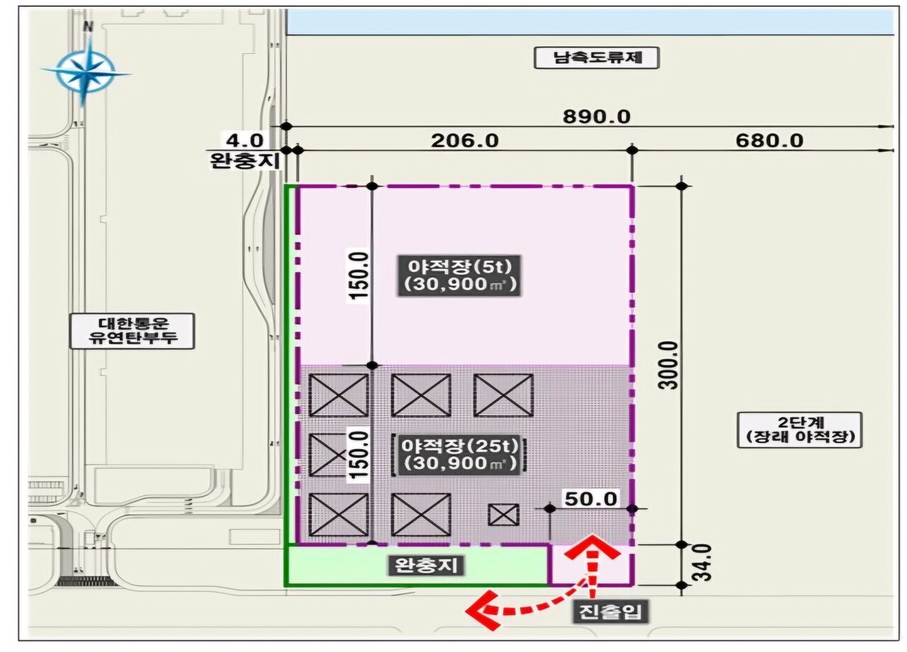 군산항 중량물 야적장 계획 평면도/제공=군산해수청